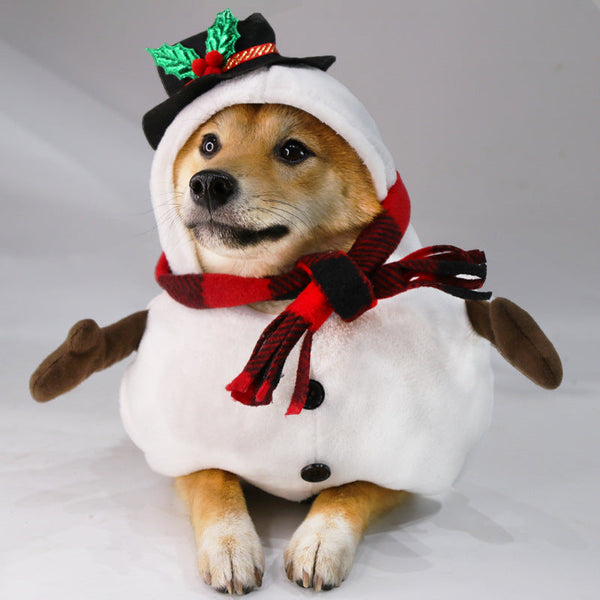 HKM-7702077 Christmas Snowman Dog and Cat Outfit for Halloween and Holiday Festivities