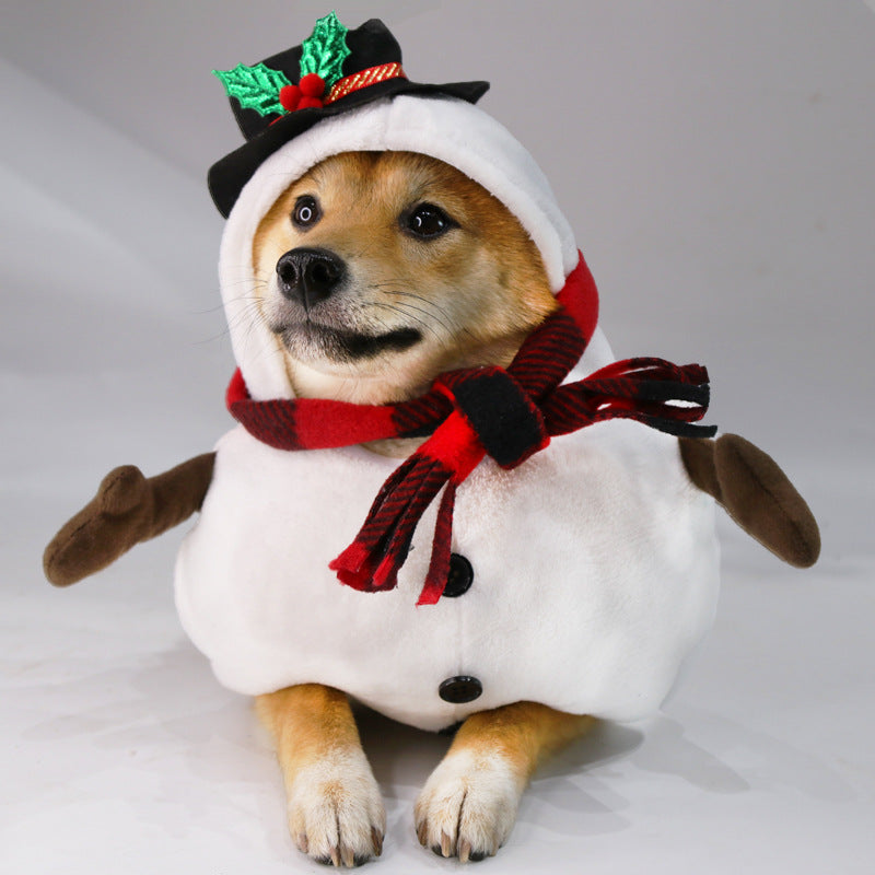 HKM-7702077 Christmas Snowman Dog and Cat Outfit for Halloween and Holiday Festivities