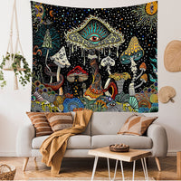 HKM-7702333 Starry Mushroom Geometric Abstract Polyester Tapestry - European Style, Machine Washable, Multiple Sizes Available