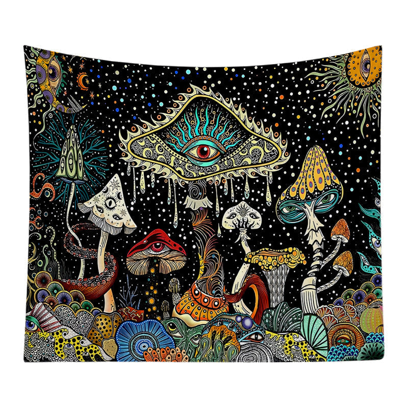 HKM-7702333 Starry Mushroom Geometric Abstract Polyester Tapestry - European Style, Machine Washable, Multiple Sizes Available
