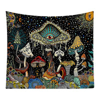 HKM-7702333 Starry Mushroom Geometric Abstract Polyester Tapestry - European Style, Machine Washable, Multiple Sizes Available