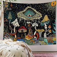 HKM-7702333 Starry Mushroom Geometric Abstract Polyester Tapestry - European Style, Machine Washable, Multiple Sizes Available