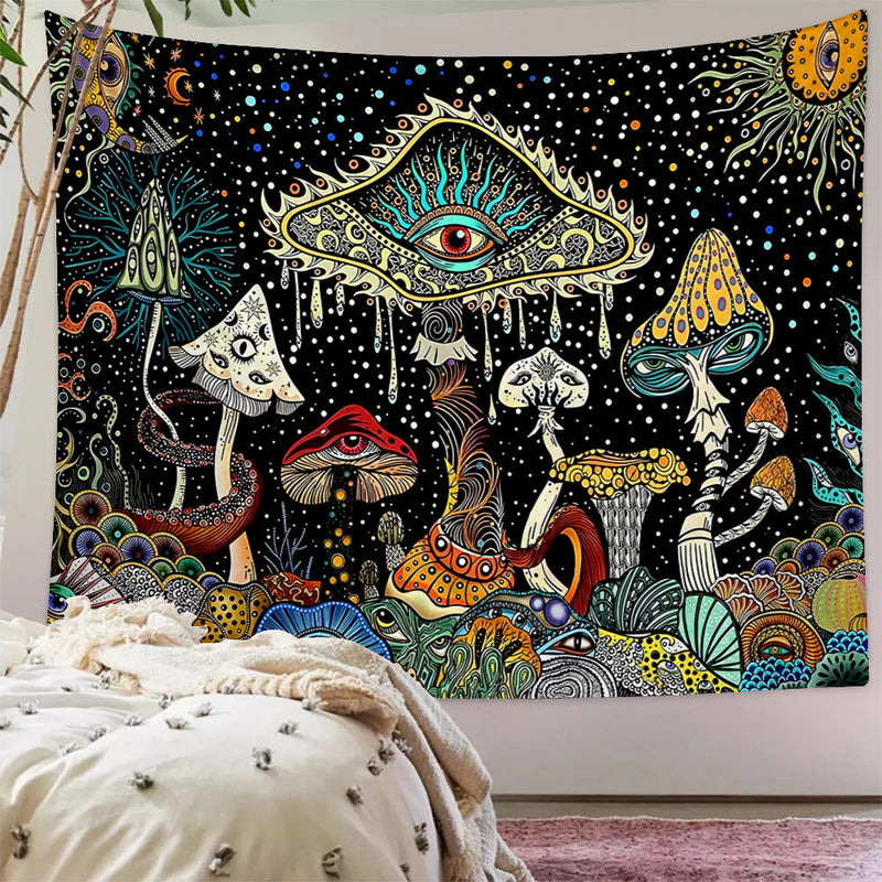 HKM-7702333 Starry Mushroom Geometric Abstract Polyester Tapestry - European Style, Machine Washable, Multiple Sizes Available