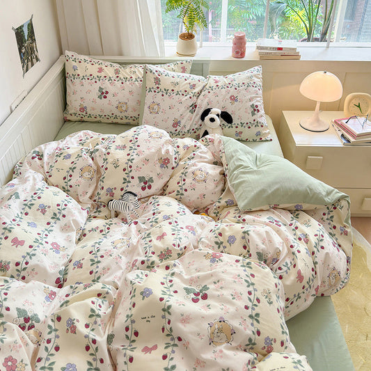 HKM-770259 Floral Bunny Washed Cotton Bedding Set in Various Sizes