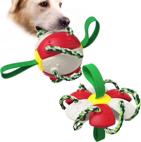 HKM-7702973 Interactive Dog Toy with Chewing Ropes and Flying Saucer Ball for Small to Medium Dogs