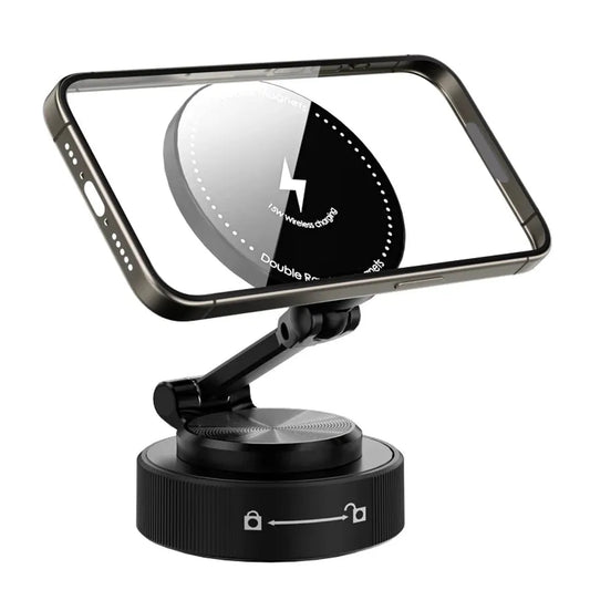 HKM-770323 15W Wireless Car Phone Holder with Strong Vacuum Magnetic Mount for All Smartphones