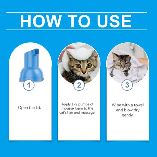 HKM-7703357 Mild Cat Cleaning Mousse - Non-Irritating Pet Foaming Cleanser
