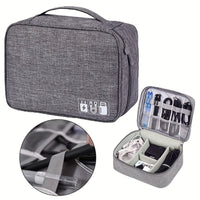 HKM-770451 Portable Electronic Accessories Organizer Bag with Adjustable Compartments and Waterproof Fabric