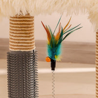 HKM-7704765 Double Turntable Pillar Cat Climbing Frame - Cute Wooden Design for Fun Playtime