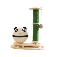 HKM-7704765 Double Turntable Pillar Cat Climbing Frame - Cute Wooden Design for Fun Playtime