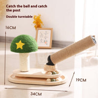 HKM-7704765 Double Turntable Pillar Cat Climbing Frame - Cute Wooden Design for Fun Playtime