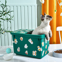 HKM-7705149 Pet Food Storage Bucket - 13L, Cardamom Green & Ocean Blue Options with Stickers