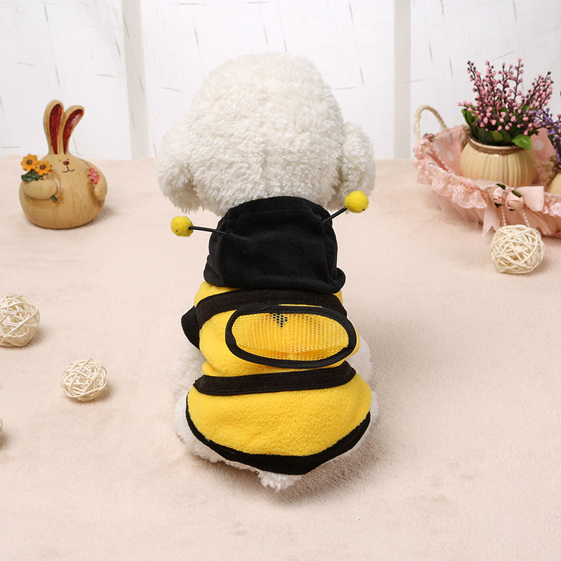 HKM-7705661 Fleece Transformation Teddy Dog Clothes in Yellow Bee - Size 6 to 18