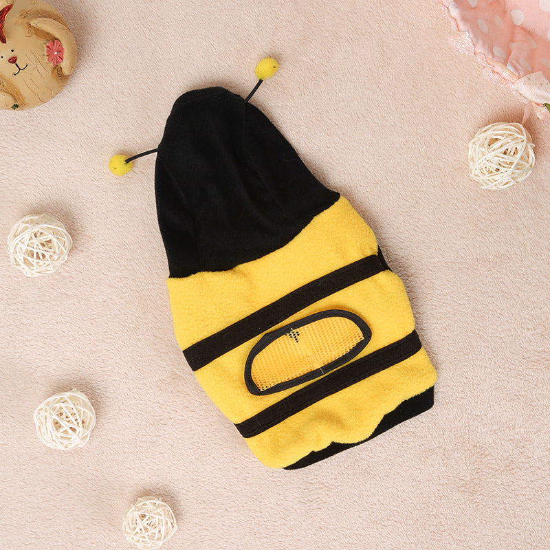 HKM-7705661 Fleece Transformation Teddy Dog Clothes in Yellow Bee - Size 6 to 18