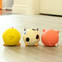 HKM-7706301 Natural Latex Dog Toy - Sound Resistant for Teeth Grinding, Cow, Chick & Pig Designs, 7.5cm Diameter, 9.5cm Height