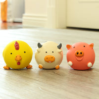 HKM-7706301 Natural Latex Dog Toy - Sound Resistant for Teeth Grinding, Cow, Chick & Pig Designs, 7.5cm Diameter, 9.5cm Height