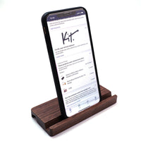 HKM-770643 Stylish Brown Walnut Mobile Phone Holder - Portable Solid Wood Design