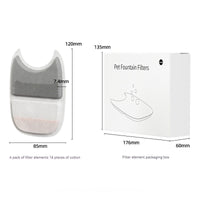 HKM-7707325 Activated Carbon Water Filter Replacement for Pet Dispensers - Pack of 4 Elements & 16 Cotton Pads