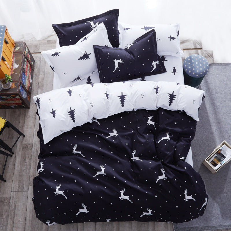 HKM-770899 Soft Cotton Bedding Set - 3 or 4 Pieces with Polyester Fiber