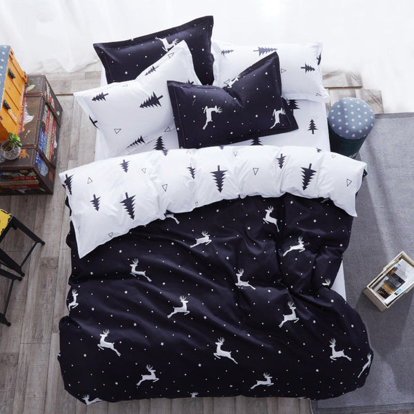 HKM-770899 Soft Cotton Bedding Set - 3 or 4 Pieces with Polyester Fiber