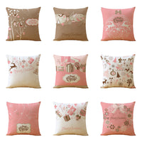 HKM-770963 Christmas Printed Soft Linen Pillowcase - European Classical Design, 44x44 cm, Skin-Friendly Cotton Blend