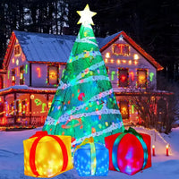 HKM-771027 7 FT Inflatable Christmas Tree with Gift Box and LED Lights for Outdoor Holiday Decor