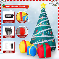 HKM-771027 7 FT Inflatable Christmas Tree with Gift Box and LED Lights for Outdoor Holiday Decor