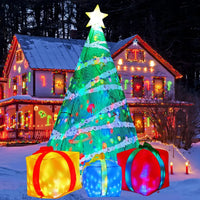 HKM-771027 7 FT Inflatable Christmas Tree with Gift Box and LED Lights for Outdoor Holiday Decor