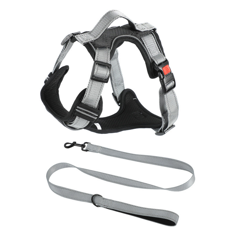 HKM-7710525 Adjustable Dog Chest Strap with Hand-Holding Rope in Multiple Colors