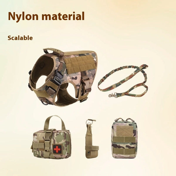 HKM-7711037 Five-Piece Camouflage Dog Harness Set for Training, Available in Multiple Colors and Sizes