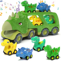 HKM-771219 Dinosaur Transport Carrier Truck Toy Set with Pull Back Dino Cars for Kids