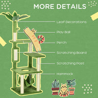 HKM-7712701 Multifunctional Indoor Cat Tower with Hammock and Scratching Posts in Green