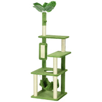 HKM-7712701 Multifunctional Indoor Cat Tower with Hammock and Scratching Posts in Green