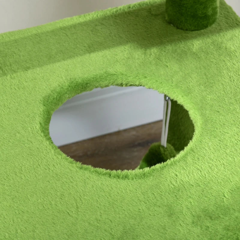 HKM-7712701 Multifunctional Indoor Cat Tower with Hammock and Scratching Posts in Green