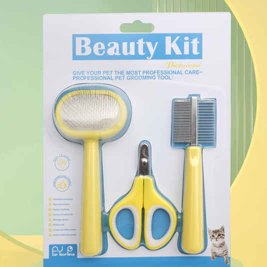 HKM-7712829 Fluffy Nail Scissors Comb for Cats and Dogs ¨C Set of 3 Plastic Combs