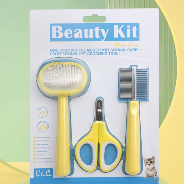 HKM-7712829 Fluffy Nail Scissors Comb for Cats and Dogs ¨C Set of 3 Plastic Combs