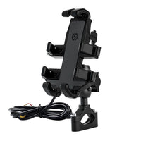 HKM-771283 Motorcycle Mobile Phone Holder with USB Charging for Navigation – Black ABS Design