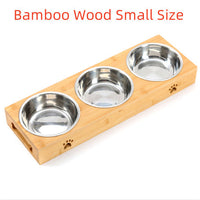 HKM-7713213 Wooden Pet Dining Table with Stainless Steel Bowls for Dogs and Cats