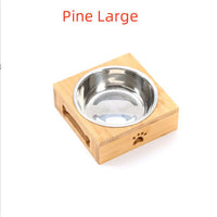 HKM-7713213 Wooden Pet Dining Table with Stainless Steel Bowls for Dogs and Cats