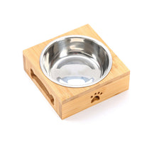 HKM-7713213 Wooden Pet Dining Table with Stainless Steel Bowls for Dogs and Cats