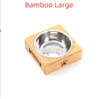 HKM-7713213 Wooden Pet Dining Table with Stainless Steel Bowls for Dogs and Cats