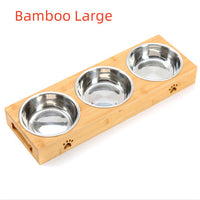 HKM-7713213 Wooden Pet Dining Table with Stainless Steel Bowls for Dogs and Cats
