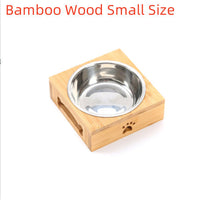 HKM-7713213 Wooden Pet Dining Table with Stainless Steel Bowls for Dogs and Cats