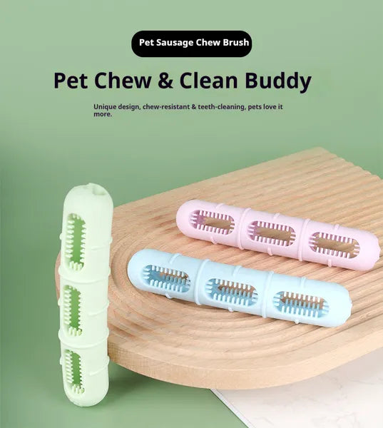 HKM-7716669 Dog Chew Toy for Dental Health - Pet Sausage Chew Brush and Cleaning Buddy