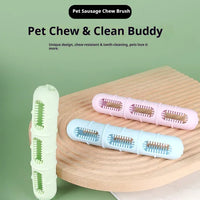 HKM-7716669 Dog Chew Toy for Dental Health - Pet Sausage Chew Brush and Cleaning Buddy