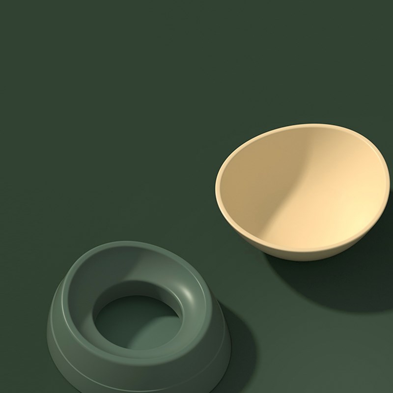 HKM-7717181 Anti-Overturning Double Bowl for Cats and Dogs - Eco-Friendly Resin and Rubber, Universal Size 160x170x130mm
