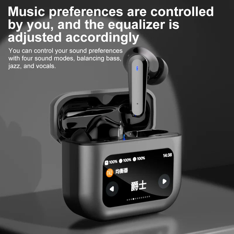 HKM-771731 AI Translation Bluetooth Headphones with ANC Noise Reduction and LCD Screen Battery Indicator