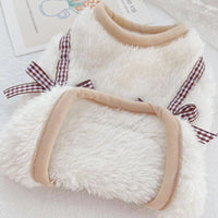 HKM-7717565 Cute Japanese and Korean Style Thickened Teddy Bichon Vest for Pets in Beige with Bow