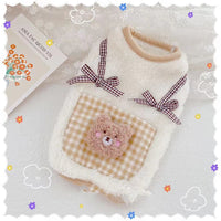HKM-7717565 Cute Japanese and Korean Style Thickened Teddy Bichon Vest for Pets in Beige with Bow
