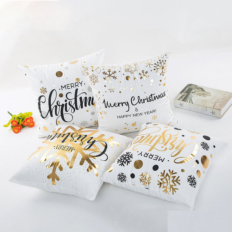 HKM-771795 Bronzing Design Christmas Pillowcase - Super Soft Fabric with Invisible Zipper